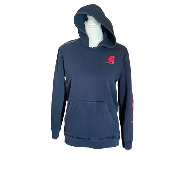 CARHART HOODIE pullover navy blue and red youth XL - Picture 1 of 8
